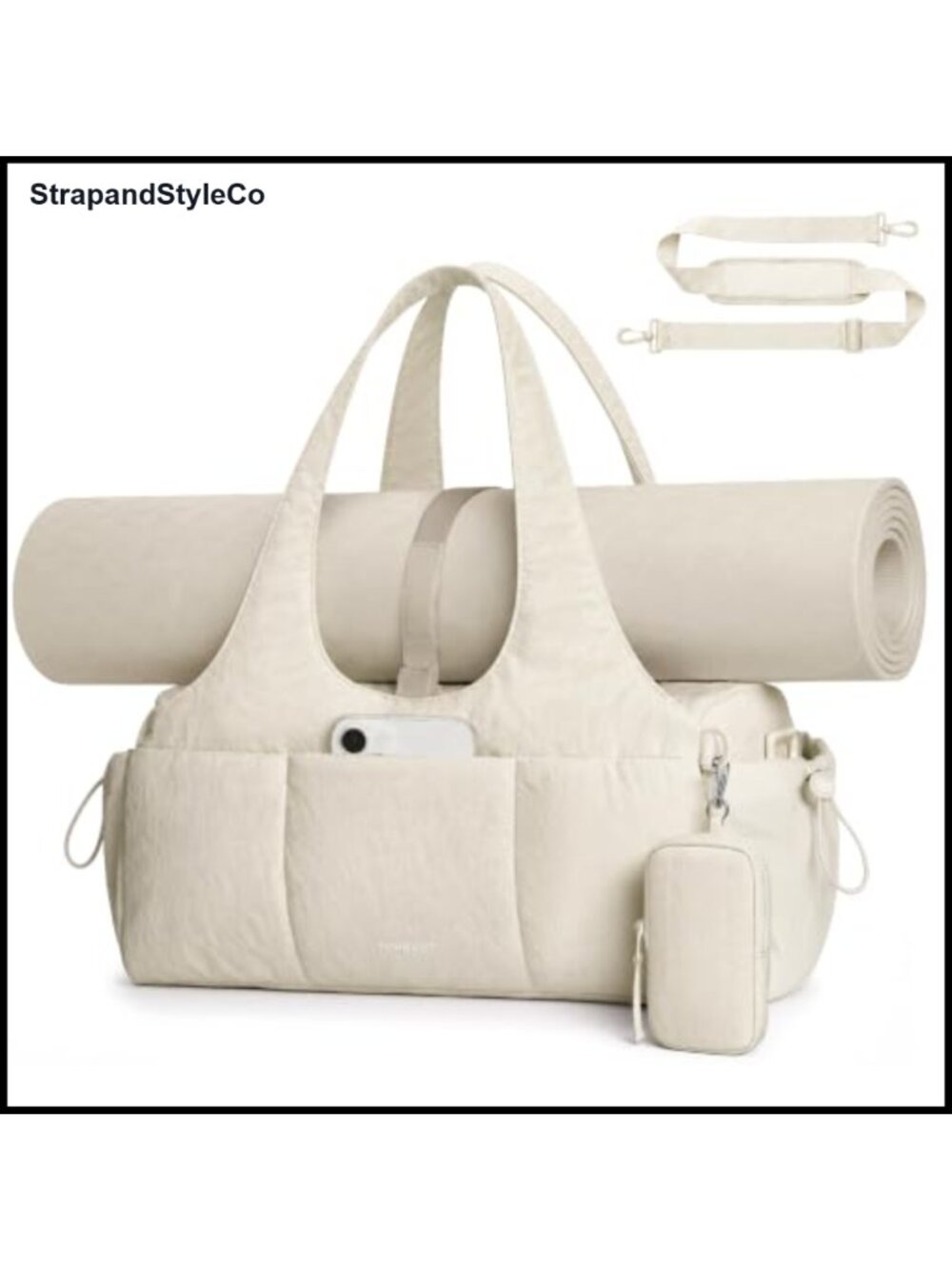 Women's Gym Duffel Bag Yoga Mat Holder 17L Wet Dry Pockets Polyester
